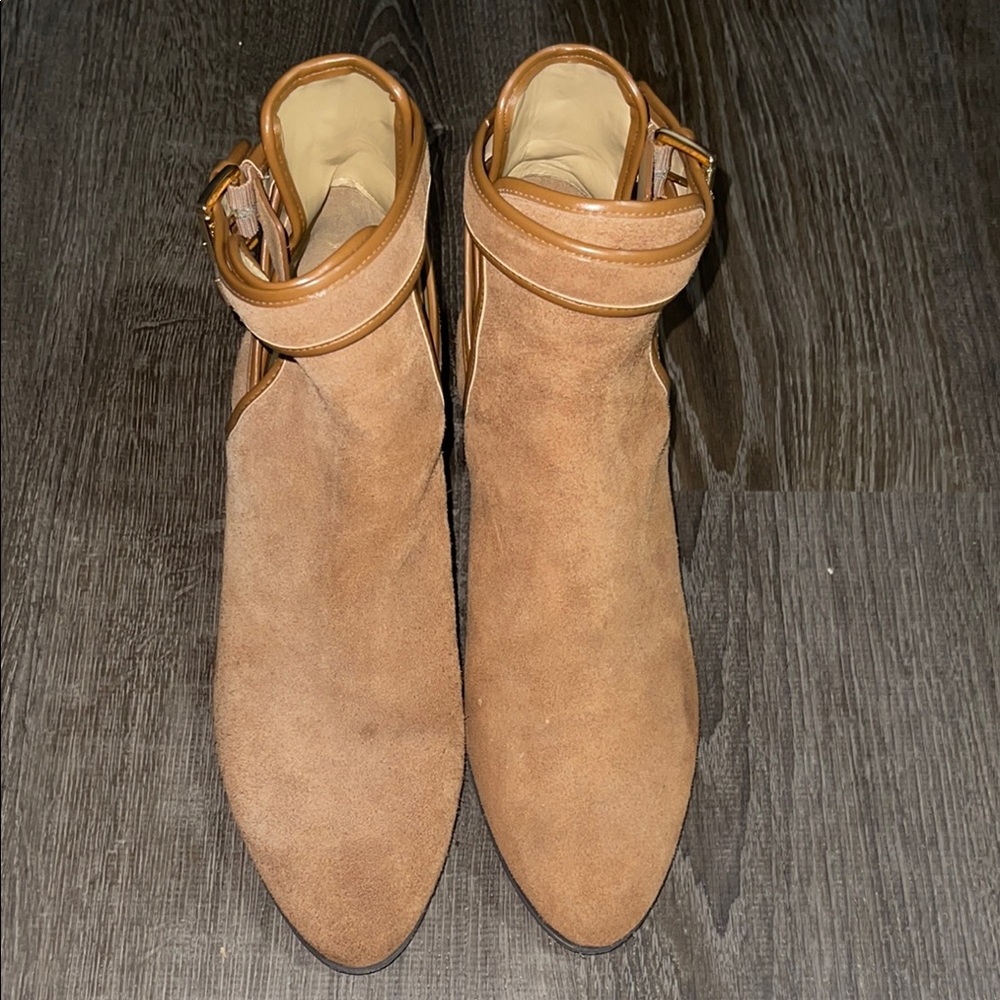 Michael Kors Tan Ankle Booties with Buckle Detail